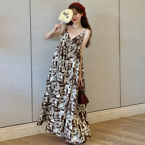 Летняя ретро кофейная весенняя длинная юбка, изысканный стиль