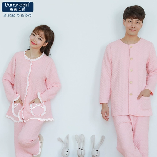 Пижама для влюбленных, зимний удерживающий тепло стеганый комплект, в корейском стиле