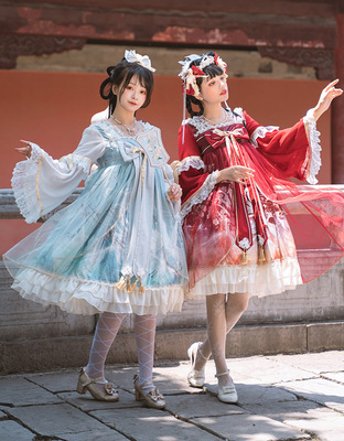 taobao agent [Dream and Treasure Spot] National Brand Lolita Weajin Garden Bie Crane Lonely Chinese Wind OP