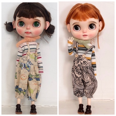 taobao agent BLYTHE small cloth OB24 baby jacket sweater printing strap pants scarf OB22 cat body 19 joints