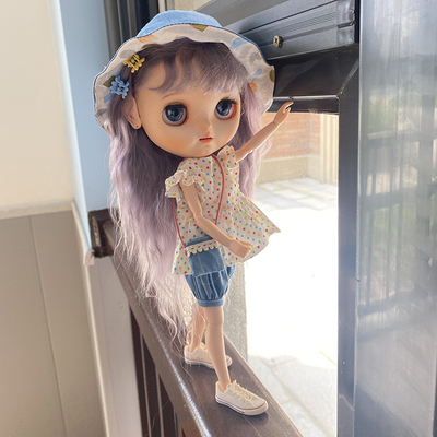 taobao agent BLYTHE small cloth OB24 original baby clothing wave point flying sleeve skirt jeans【A little bit】OB2219 joint