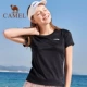 Camel nữ thể thao ngắn tay áo thun mùa hè nam và nữ rộng rãi và nhanh khô chạy bộ quần áo tập thể dục yoga giản dị hàng đầu - Áo phông