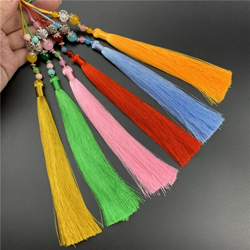 Шелковый аксессуар с кисточками ручной работы, аксессуары, подвеска