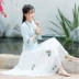 Phong cách Trung Quốc áo sườn xám cải tiến của phụ nữ Trung Quốc phong cách Trung Quốc cổ đứng bằng vải bông và vải lanh Áo sơ mi thêu mỏng manh hai mảnh Tang phù hợp - Áo sơ mi Áo sơ mi