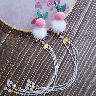 taobao agent Orangutan ● Peach Rabbit Chinese style stepping jewelry Hanfu cute pink peaches ancient style fluffy accessories