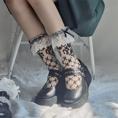 taobao agent ● Orangutan ● Panton gauze transparent diamond -patterned short tube glass socks cute soft girl summer crystal socks