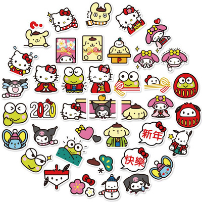 taobao agent Orangutan ● New Year's Eve ~ New Year Sanrio Cute stickers 40 Koloma jade cinnamon pudding dog emoji stickers