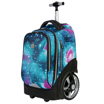 taobao agent VIA crawling stairs Primary and secondary school students tie lever school bag boys with wheels with wheels and waterproof can be boarded.