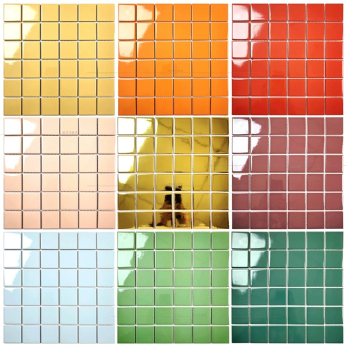 Накрытая темно -красная белоснечная бежевая темно -зеленый апельсиновый красный цвет настенные плитка бассейн маленькая керамическая мозаика