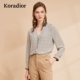 Keletier blouse nữ 2019 mùa thu phong cách mới cổ chữ V mỏng mảnh mai áo lụa dài tay phong cách phương tây - Áo sơ mi dài tay