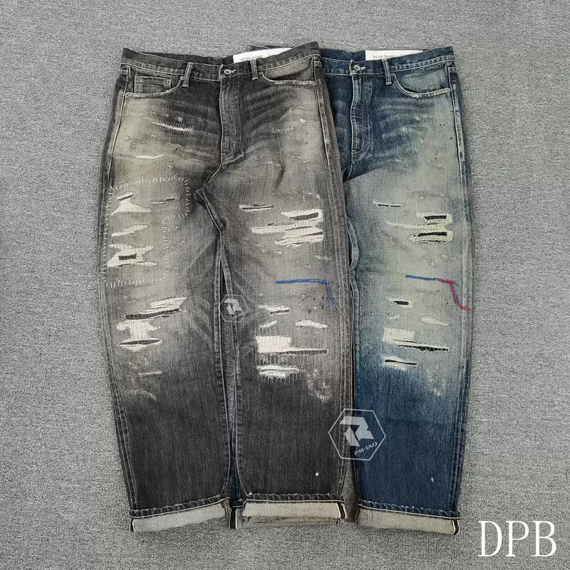 飘渺现货NEIGHBORHOOD SAVAGE DENIM NBHD牛王水洗破坏牛仔裤22AW-Taobao