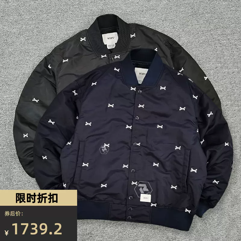 飘渺现货WTAPS TEAM JACKET NYLON TWILL薄棉刺绣骨头夹克男22SS-Taobao