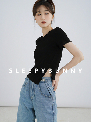 taobao agent Black summer T-shirt, design soft elastic soft bullet, fitted top, trend of season
