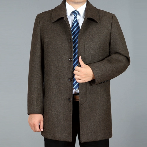 Осенний шерстяной плащ, куртка, топ, для мужчины среднего возраста, средней длины, 40 лет