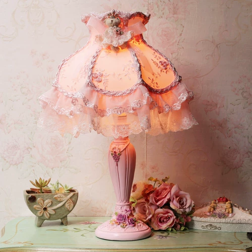 Розовая настольная лампа для принцессы, фонарь для кровати