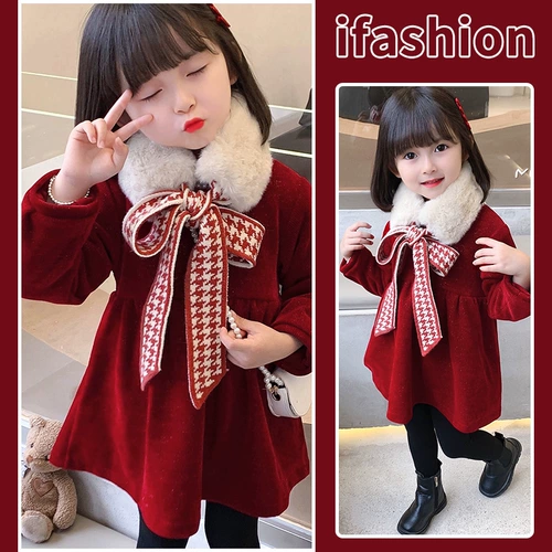 Бордовое утепленное платье, юбка, лонгслив, пуховик для девочек, демисезонный наряд маленькой принцессы, в западном стиле