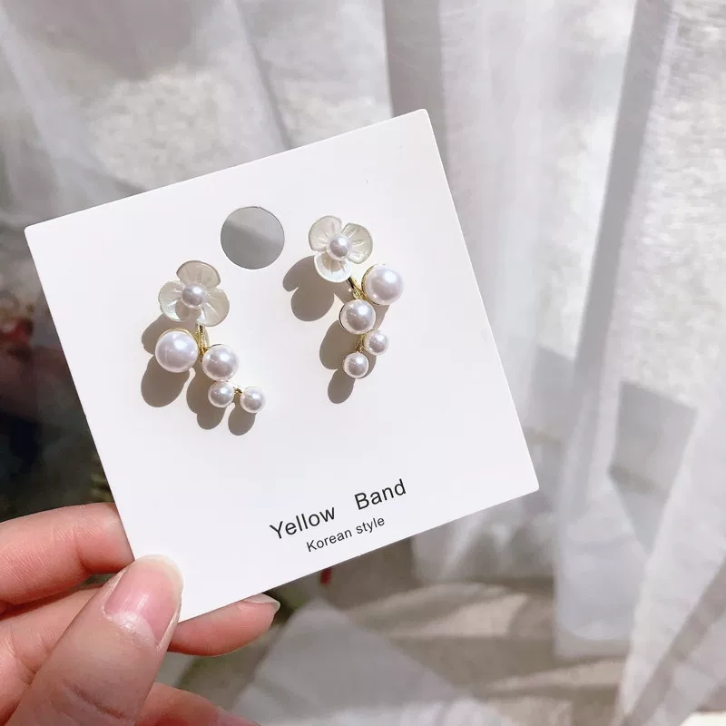 Серьги с жемчугом, универсальный аксессуар, стиль Chanel, интернет-знаменитость, образец серебро 925, с цветочным принтом