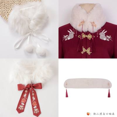 taobao agent Hanfu, cute keep warm winter genuine scarf, increased thickness, with embroidery