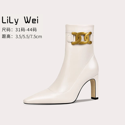 taobao agent White mini-skirt, brand demi-season low boots, plus size, 2023