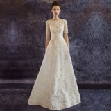 Кружевное приталенное свадебное платье, коллекция 2023, открытые плечи, длинный рукав