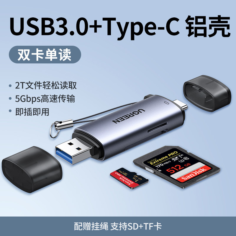 Картридер Green Link CM185 многофункциональный USB/Type-C для SD и TF карт