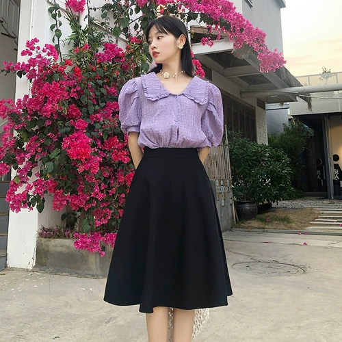 Летняя черная длинная юбка, коллекция 2022, высокая талия, по фигуре, средней длины