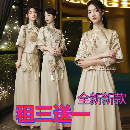 Платье подружки невесты, ретро ханьфу, китайский стиль, коллекция 2022, по фигуре