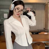 Осенняя дизайнерская короткая базовая рубашка, французский стиль, тренд сезона