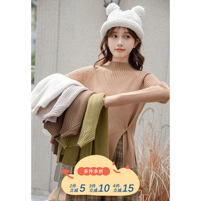 taobao agent Demi-season long-sleeve, design white sweater, knitted top, high collar, 2023 collection, trend of season
