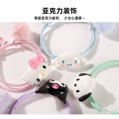 Hello kitty, мультяшная универсальная эластичная заколка для волос