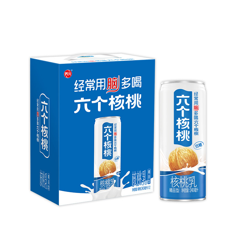 六个核桃 六六大顺植物蛋白核桃乳饮料 240ml*12罐* 2件 75.85元，38一箱