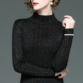 冬季新款修身上衣女时尚百搭打底衫长袖黑色厚款T恤气质女装洋气