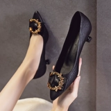 Рабочие туфли на высоком каблуке для кожаной обуви, белая обувь с заостренным носом, в корейском стиле, 5см, 3см