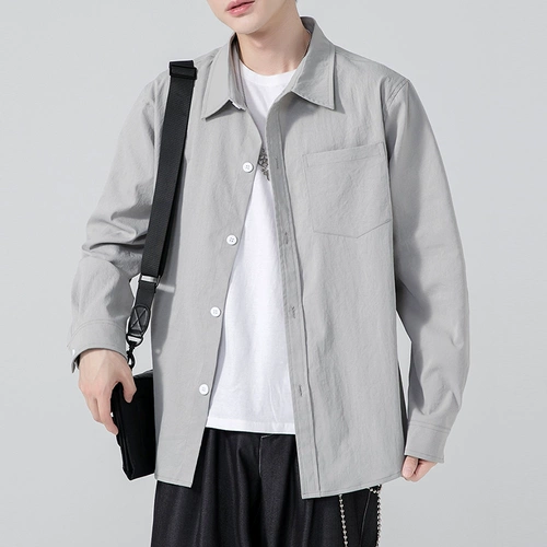 Демисезонный трендовый лонгслив, демисезонная рубашка, японская ретро куртка для отдыха