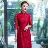 秀观唐 Ретро кружевное красное свадебное платье для матери, ципао, китайский стиль