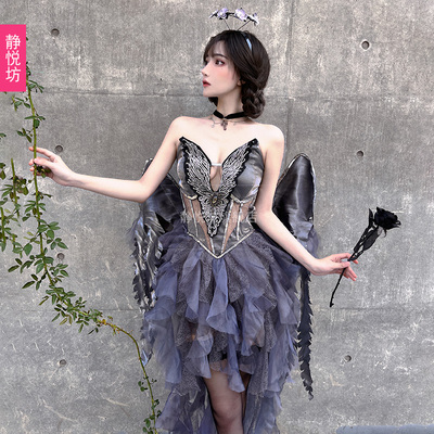 taobao agent Gothic Dark Angel Short Skirt Halloween Bar nightclub Performance Dance Senior Witch Tights Tights Skirt