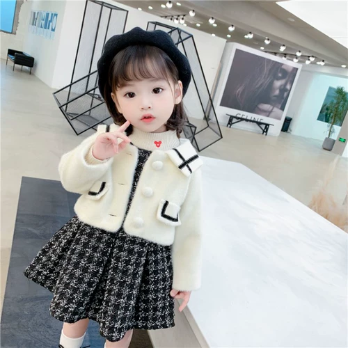 Осенний комплект, детский демисезонный наряд маленькой принцессы, в стиле Шанель, коллекция 2023, в корейском стиле, детская одежда