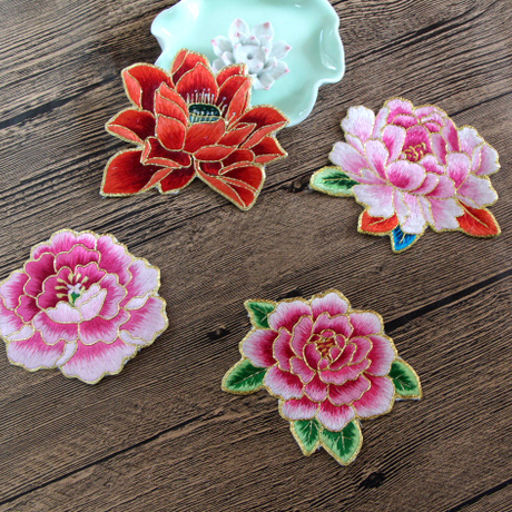 苏绣贴花 老绣片刺绣衣服花贴贴片手工绣花花朵型贴片 苏绣成品