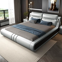 Паромная двуспальная кровать Простая и современная коровная годия 1,5 метра 1,8 метра Большой кровать высокая легкая роскошная многофункциональная свадебная спальня для спальни.