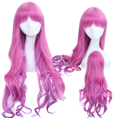 taobao agent Steamed Bun Family COS Warm Traveling World/Miracle Warm Patrol Powder Purple Rainbow Gradient Flip -to -hair curls
