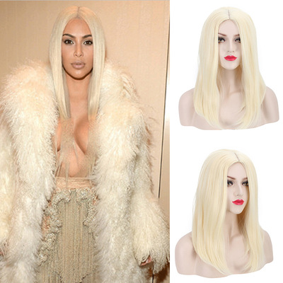 taobao agent Yellow wig, straight hair, cosplay