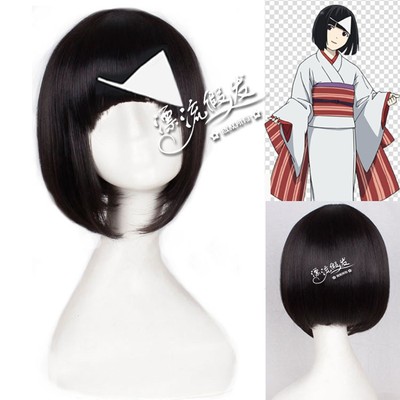 taobao agent Wig, black mini-skirt, bangs, cosplay