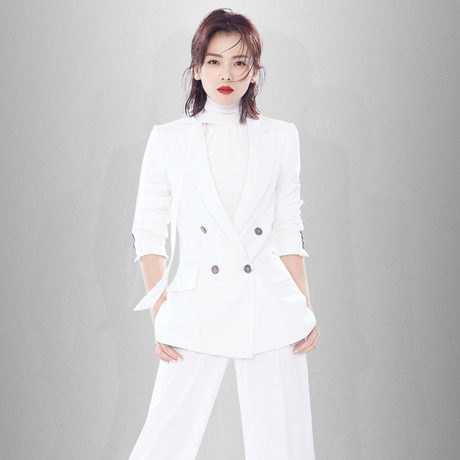 秋季新品明星海清刘涛同款宽松白色ol外套知性大方西装阔腿裤套装