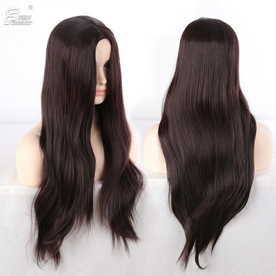 taobao agent Fenner's mixed brown mid -length straight -haired lady high -temperature silk long hair cosplay daily fake discovery