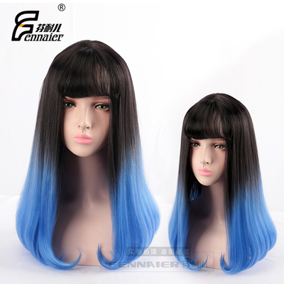 taobao agent Blue Japanese bangs, gradient, Lolita style