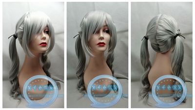 taobao agent Cosplay fake hair cos flame pattern Lufeli silver split -scalp braid ponytail female custom wigs