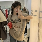 Японская хлопковая длинная футболка с коротким рукавом для отдыха, оверсайз, средней длины