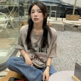 Японская хлопковая длинная футболка с коротким рукавом для отдыха, оверсайз, средней длины