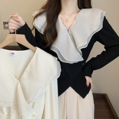 taobao agent Black jacket, plus size, long sleeve, autumn, french style, fitted