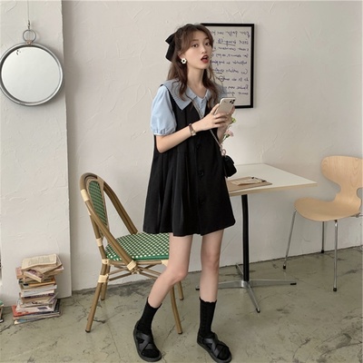 taobao agent Set, dress, doll, plus size, western style, doll collar, with short sleeve